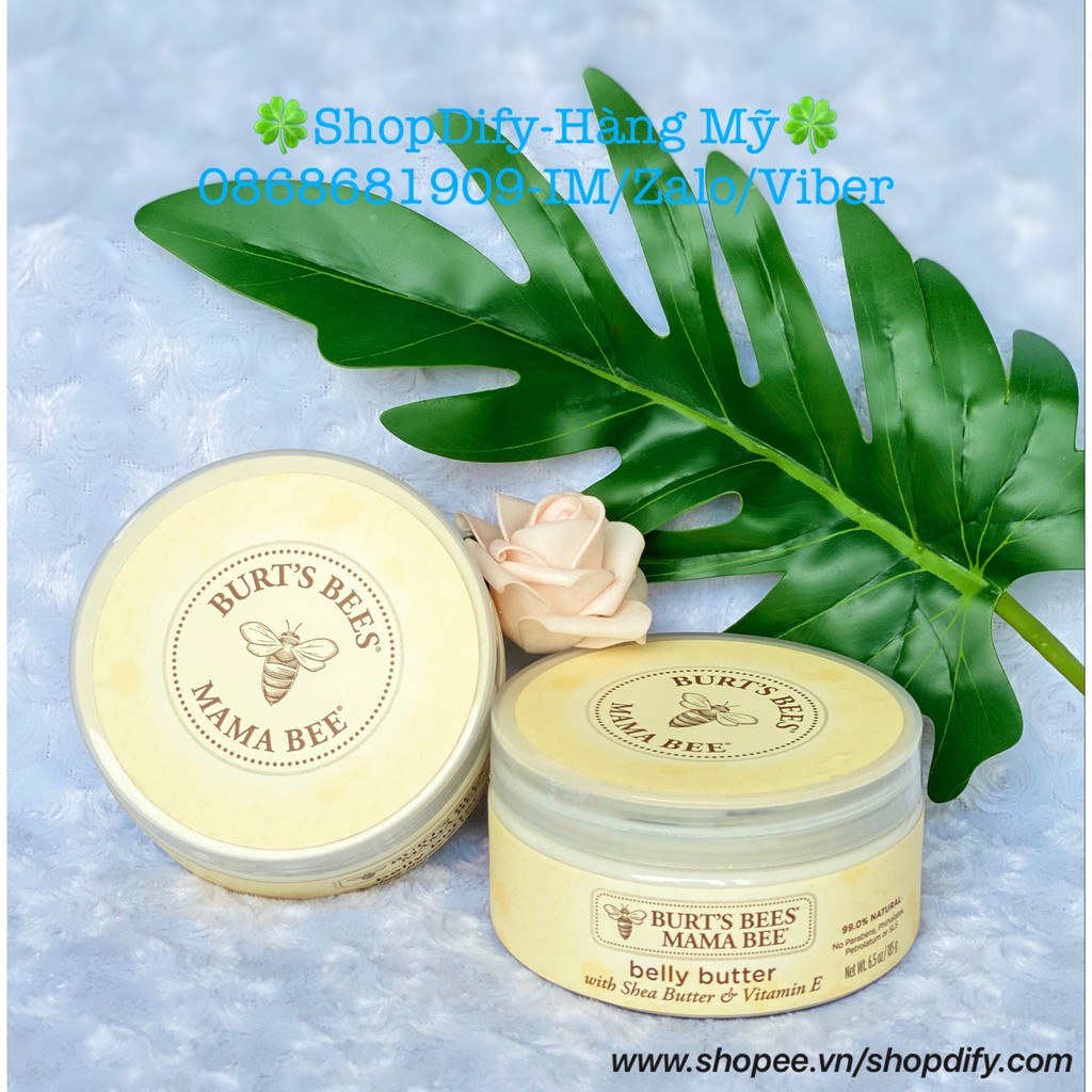 Kem Chống Rạn Da Cho Mẹ Bầu Burt's Bees Mama Bee Belly Butter with She Butter &amp; Vitamin E 99% Natural 185gr Burt Bee