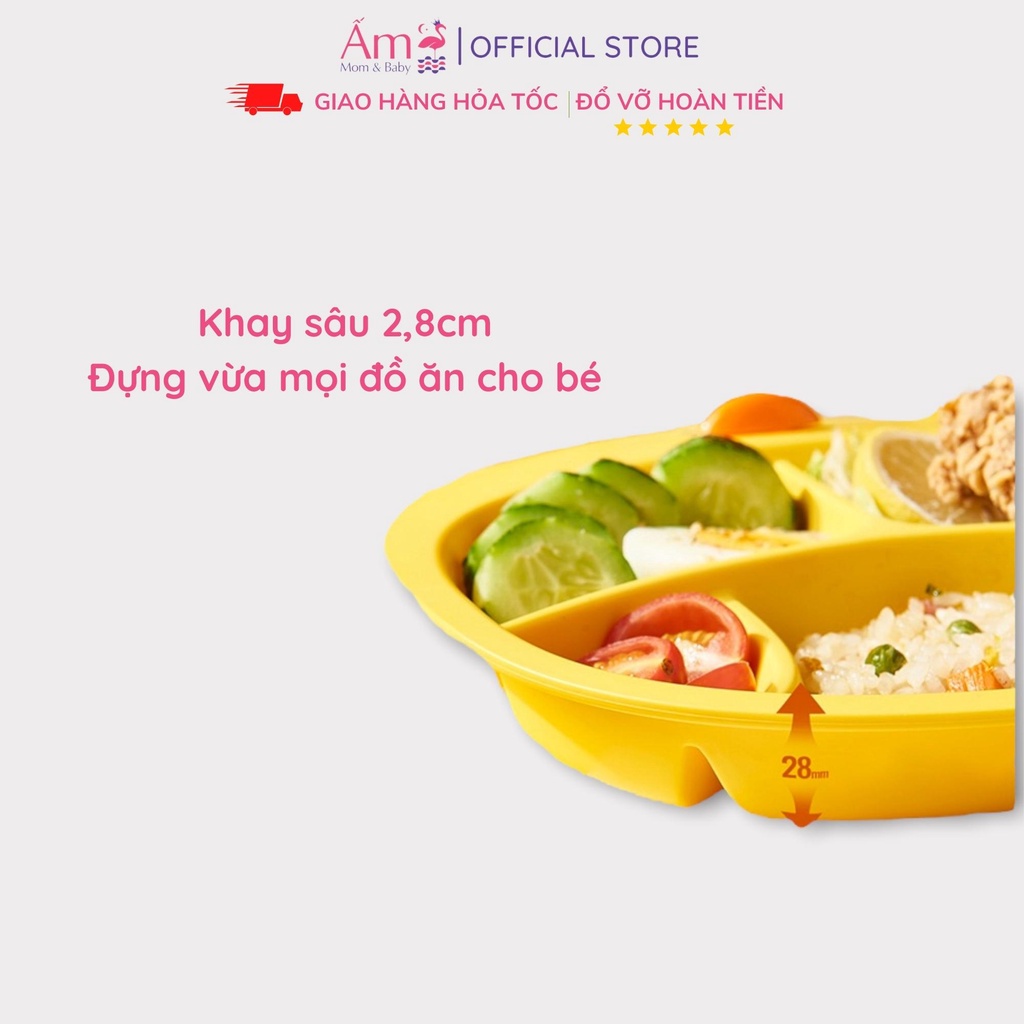 Bộ Ăn Dặm Cho Bé Hình Vịt Vàng Dễ Thương Ấm Baby Gồm Khay, Bát Và Cốc Chất Liệu Nhựa PP An Toàn Ấm Gift Decor