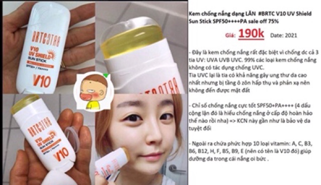 Thanh lăn chống nắng BRTC V10 UV Shield Sun Stick SPF50+PA++++