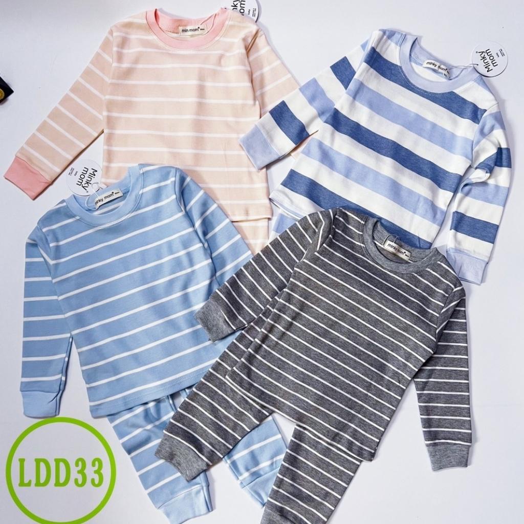 Đồ Bộ Dài Tay Bé Trai, Bé Gái MK KID Vải Cotton Lạnh Sọc Cười Dễ Thương, Bộ Mặc Nhà Cho Bé 6-18kg