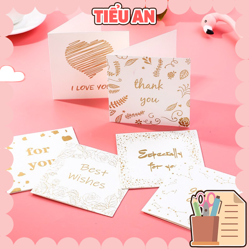 Set 6 thiệp &quot;Thank you&quot; nhỏ xinh - 10.5x11.0 cm