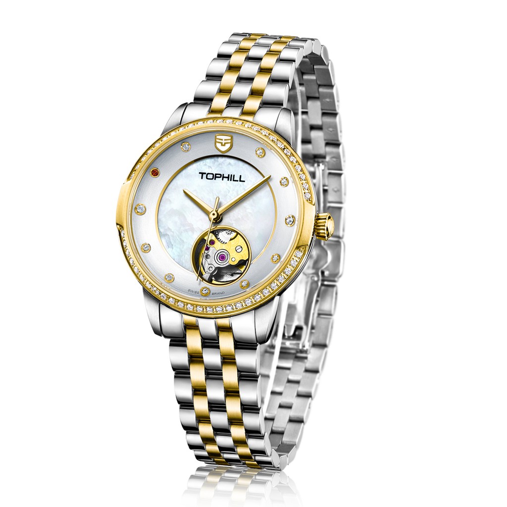 Đồng hồ nữ chính hãng TOPHILL TE035L.M6238 - Dây thép - kính saphia