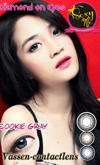 1 cặp Lens chính hãng xám 0 độ giãn tròng hàn quốc