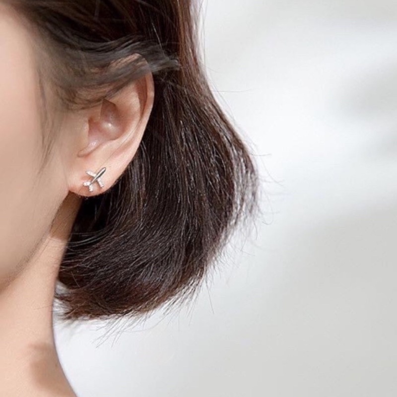 Bông tai máy bay bạc ta, thiết kế độc đáo mới lạ, mang nét nhẹ nhàng cá tính Mainomi Shop Bạc Xinh