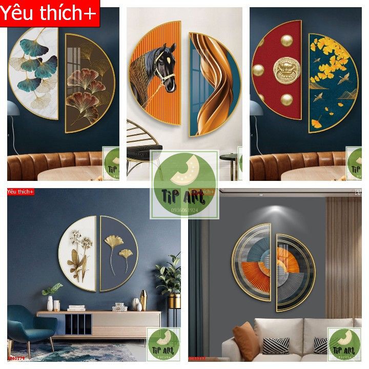 Tranh bán nguyệt 🍁 Free Ship 🍁 tranh gương treo tường, tranh gương tròn, tranh gương mã đáo, tranh gương treo tường cá