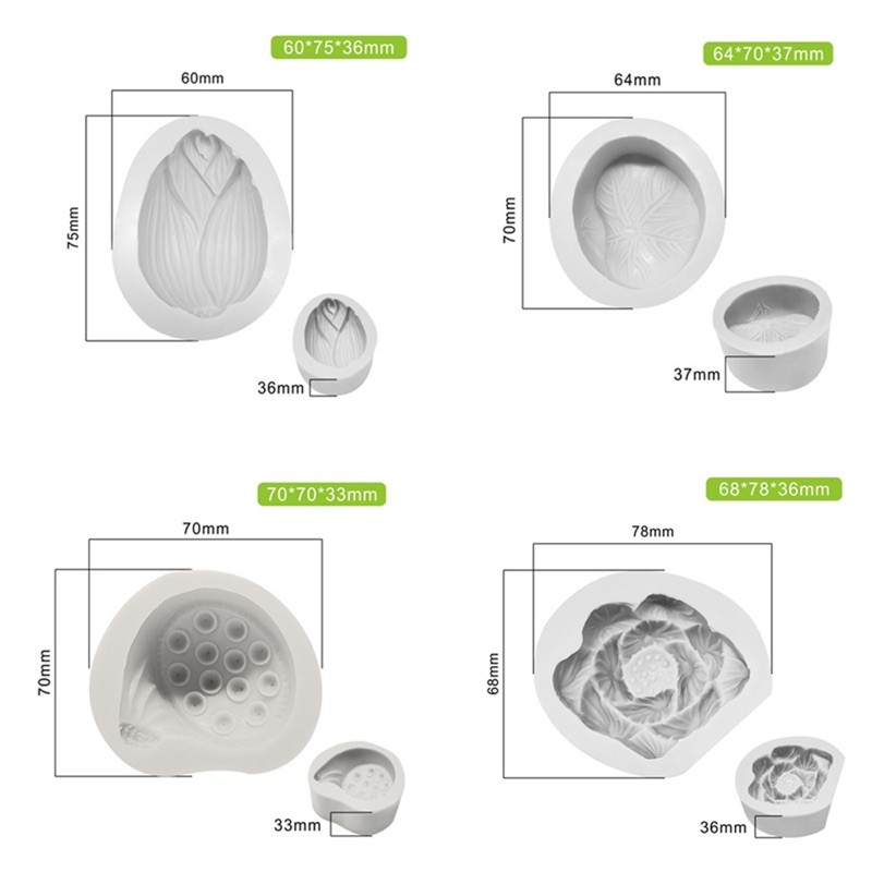 set khuôn sen làm bánh trôi nước 4 món khuôn trong