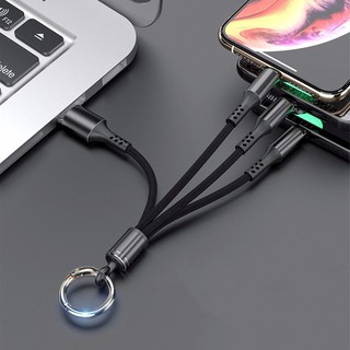 Cáp Sạc 3 Đầu Dòng 2A Ligting Micro Type C Iphone Android - QT