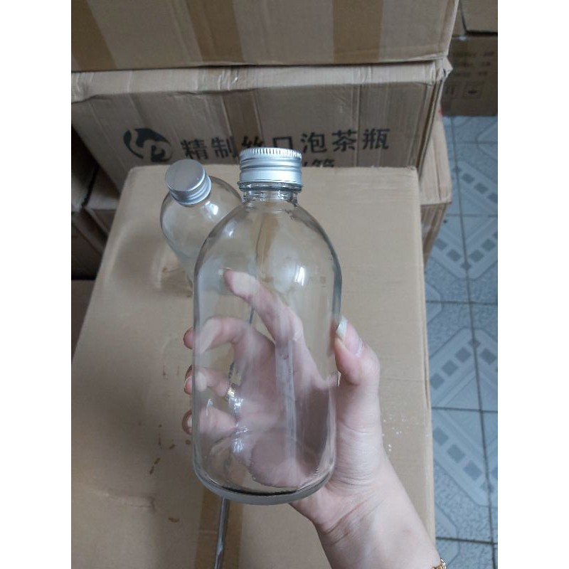 chai thủy tinh 350ml thân tròn cao nắp nhôm | BigBuy360 - bigbuy360.vn