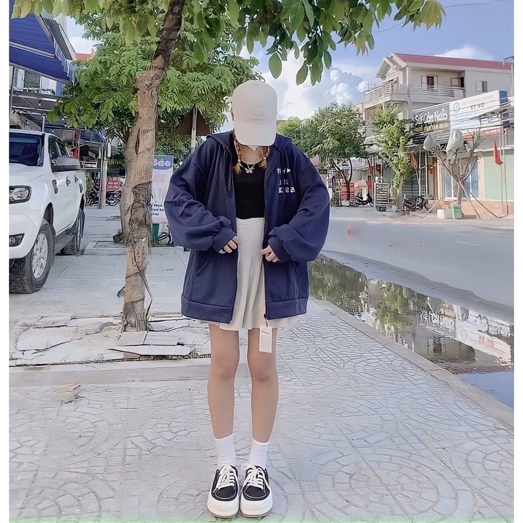 Áo khoác Hoodie form rộng Play 11:11 tay bồng chất bozip phong cách Hàn Quốc - VENUS