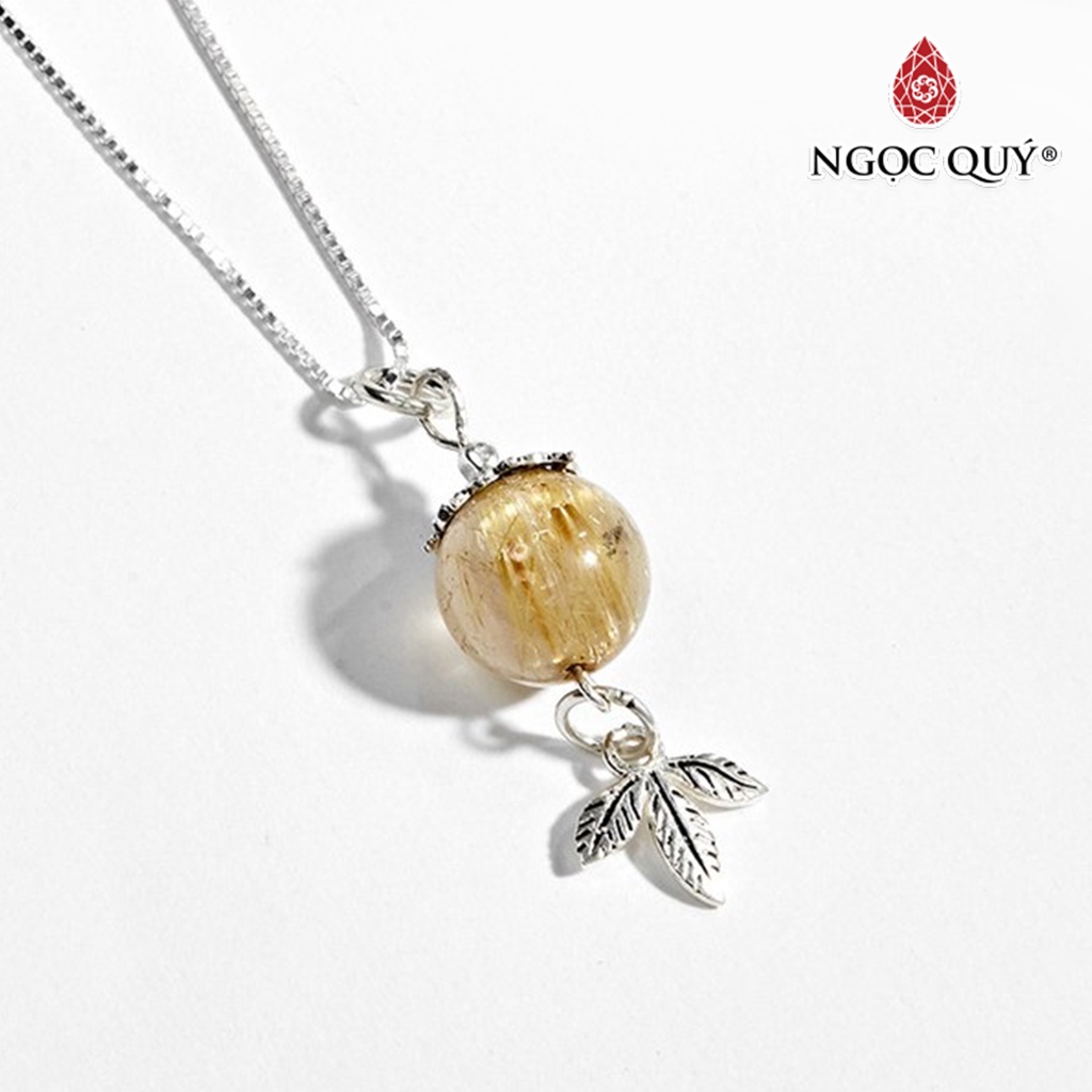 Dây Chuyền Mặt Dây Chuyền TA Tóc Vàng Phối 3 Lá Bạc - Ngọc Quý