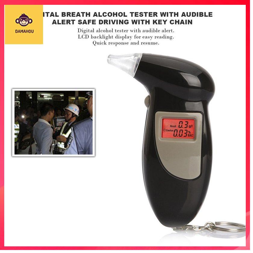Máy kiểm tra nồng độ cồn trong hơi thở kỹ thuật số với âm thanh cảnh báo Lái xe an toàn với móc chìa khóa