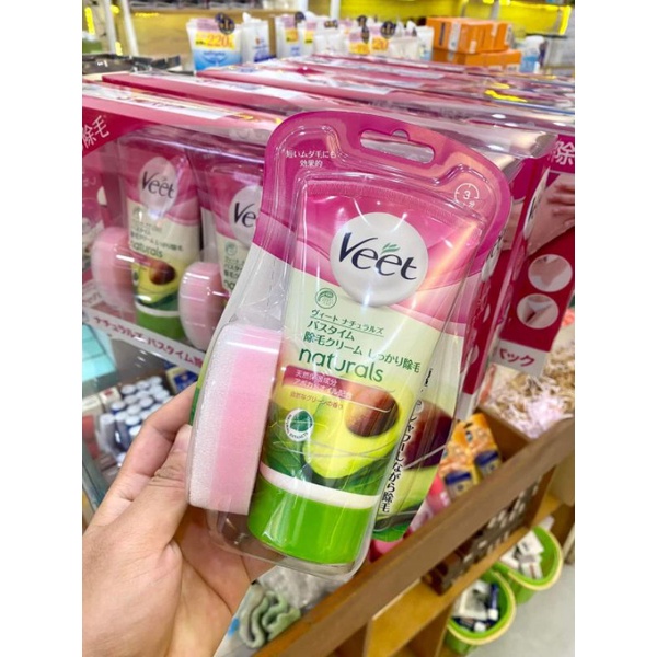 Kem tẩy lông Veet Nhật Bản 150G Naturals Bơ - tặng kèm bông cọ