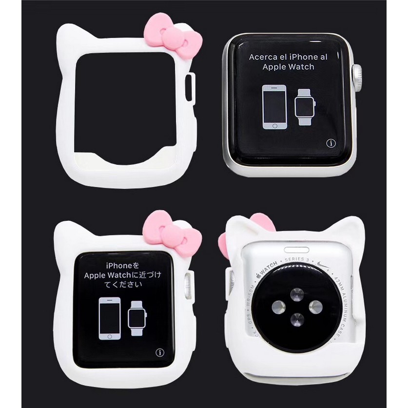 Ốp silicon hình mèo Hello Kitty xinh xắn dành cho đồng hồ thông minh Apple Watch Series 5/4/3 / 2 / 1 (38 / 42mm/40mm/44mm)