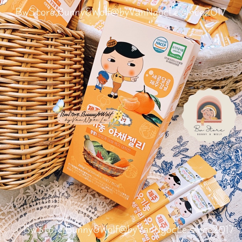 [Hàng Air - Cam kết chính hãng] Thạch Rau Củ Quả Hữu Cơ Vị Quýt JEJU Hàn Quốc gói 20gr