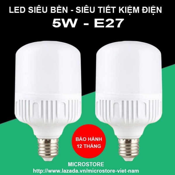 Bộ 2 bóng đèn Led trụ 5W trắng
