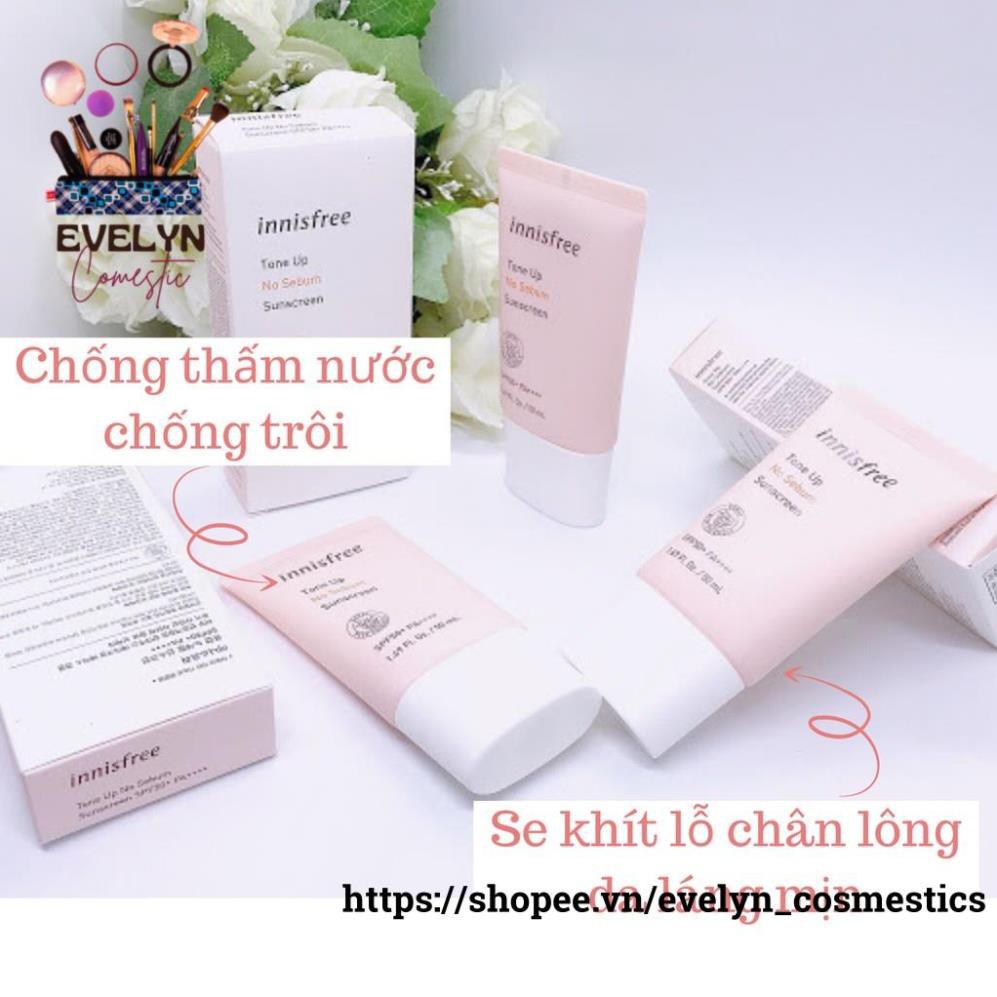 Kem Chống Nắng Innisfree Tone Up No Sebum Sunscreen SPF50+PA++++ 50ml (màu hồng)