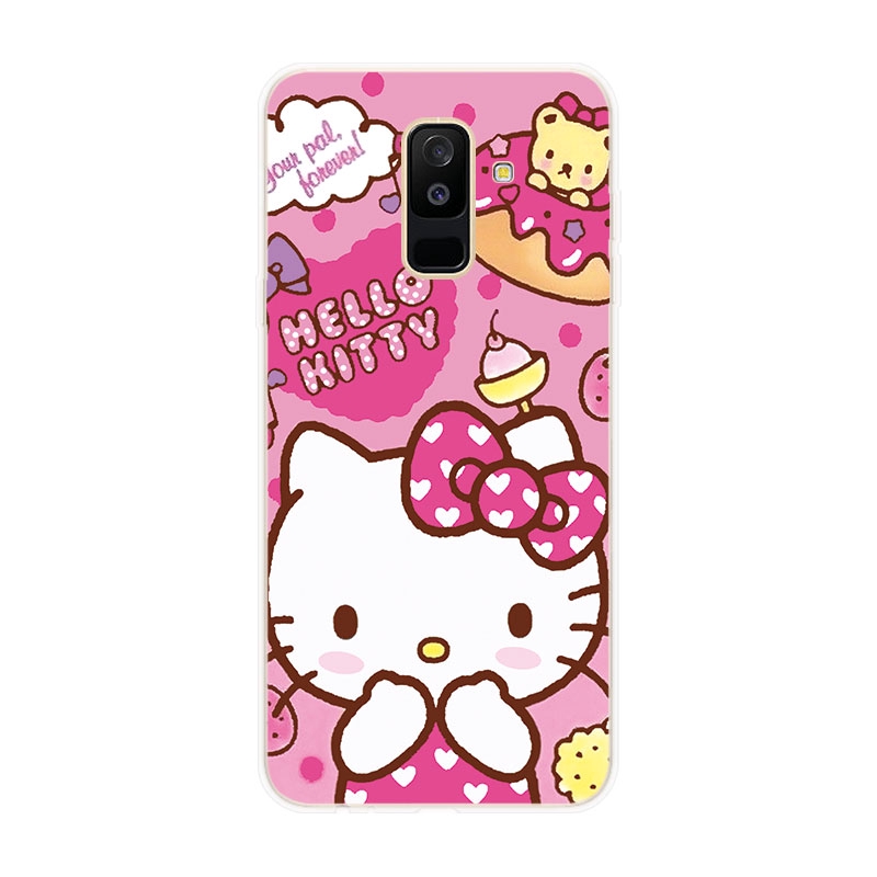 Ốp lưng TPU mềm Samsung Galaxy A6 A6+ Plus A7 A8 A8+ Plus A9 2018 Hello Kitty hoa văn