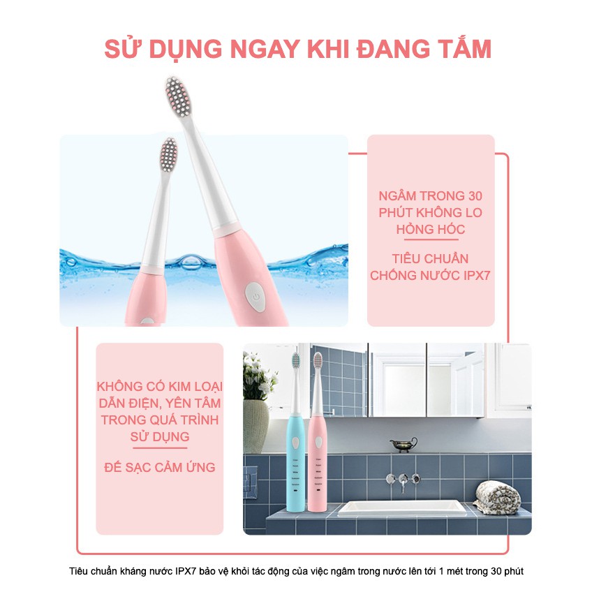 [Mẫu 2021] Bàn Chải Đánh Răng Điện Chính Hãng ORIGINAL FEI LE SONIC – Tặng 04 đầu bàn chải