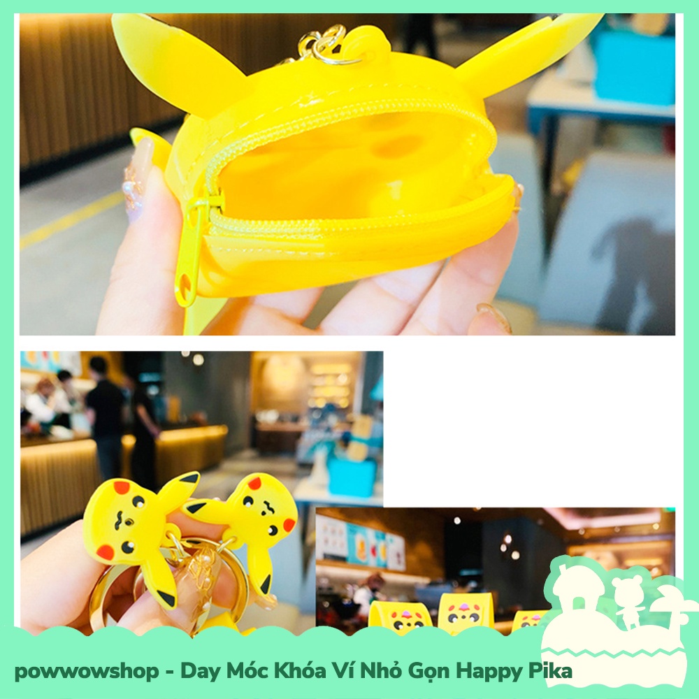 [Sẵn VN - Hỏa Tốc] Dây Móc Khóa PVC Kiểu Dáng Ví Cầm Tay Nhỏ Gọn Happy Pika