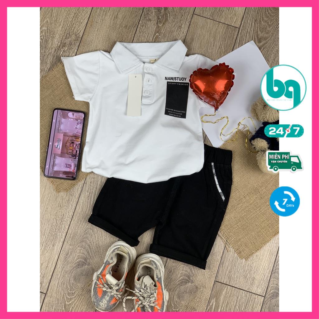 Áo thun bé trai, Size 9-33kg, Set Polo basic áo cotton co giãn, quần Jean cho bé trai sành điệu SHOP BẢO QUÂN