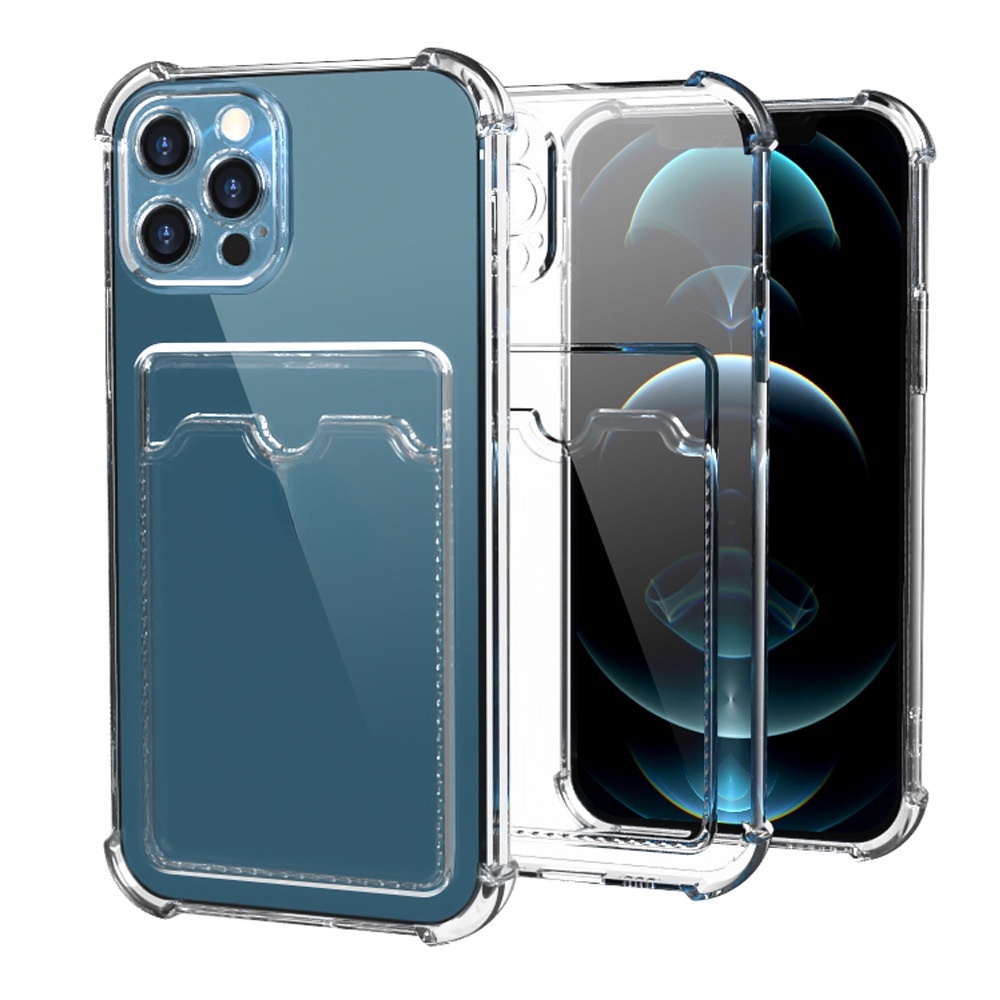 Ốp Điện Thoại Trong Suốt Có Ngăn Đựng Thẻ Cho iPhone 11 12 Pro Max Mini XS Max XR X 8 7 Plus SE 2020