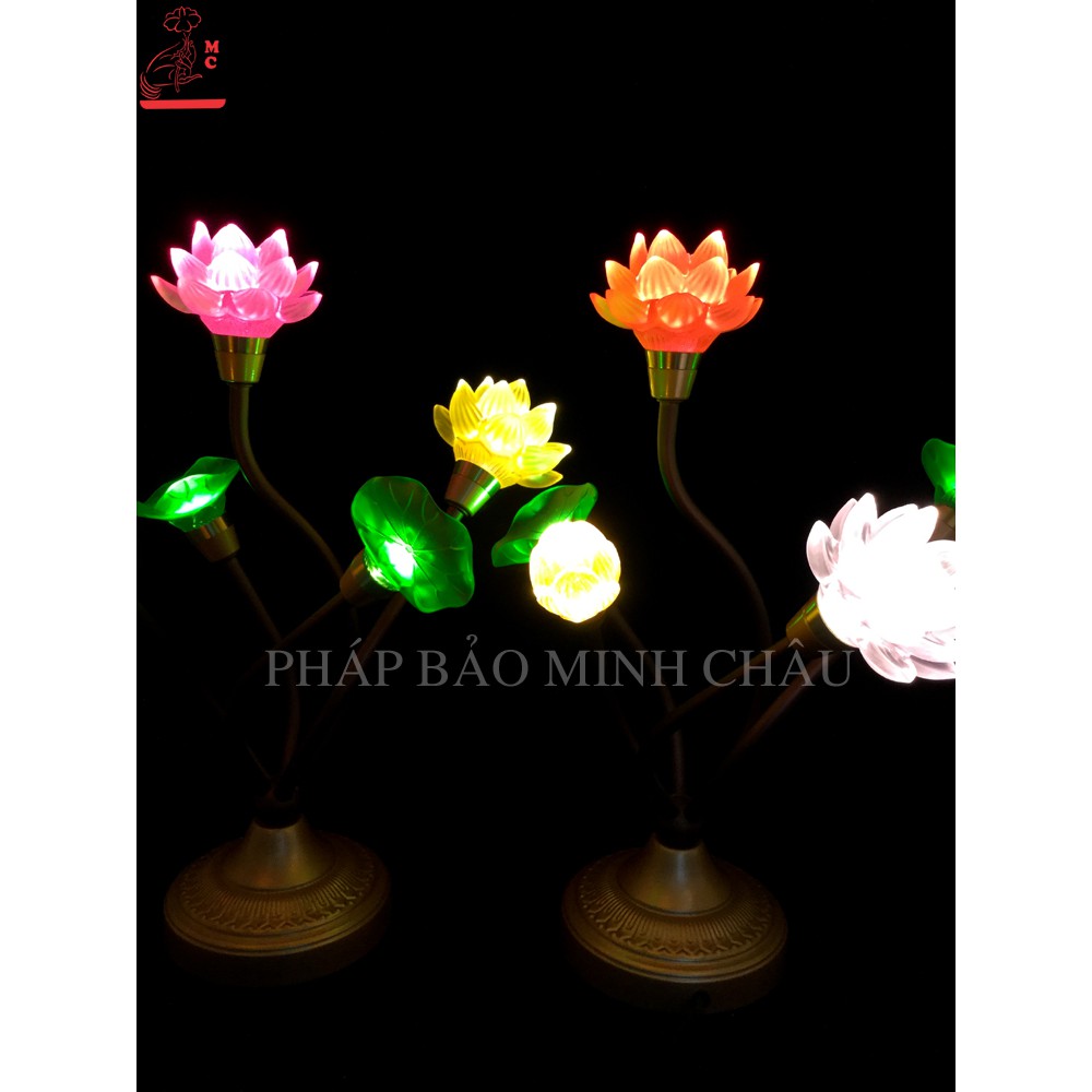 [PHÁP BẢO MINH CHÂU] Đèn Sen Lưu Ly Pha Lê