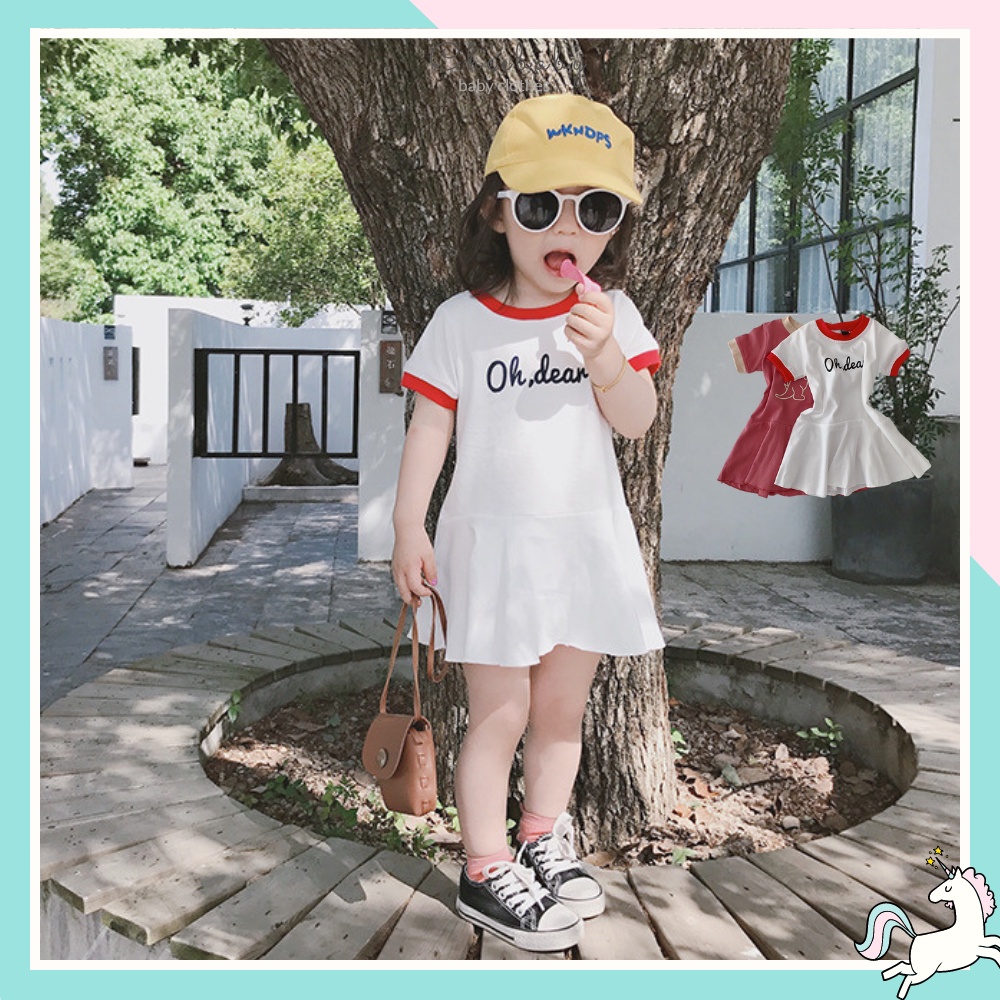 Đầm thun bé gái dáng đuôi cá CHEEBABY, váy thun bé gái 100% cotton - D067