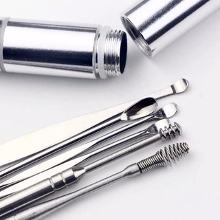 Dụng cụ lấy ráy tai 6 món hộp trụ inox