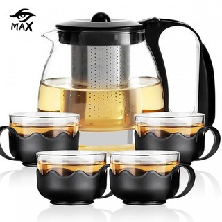 Bộ ấm lọc 4 chén thủy tinh