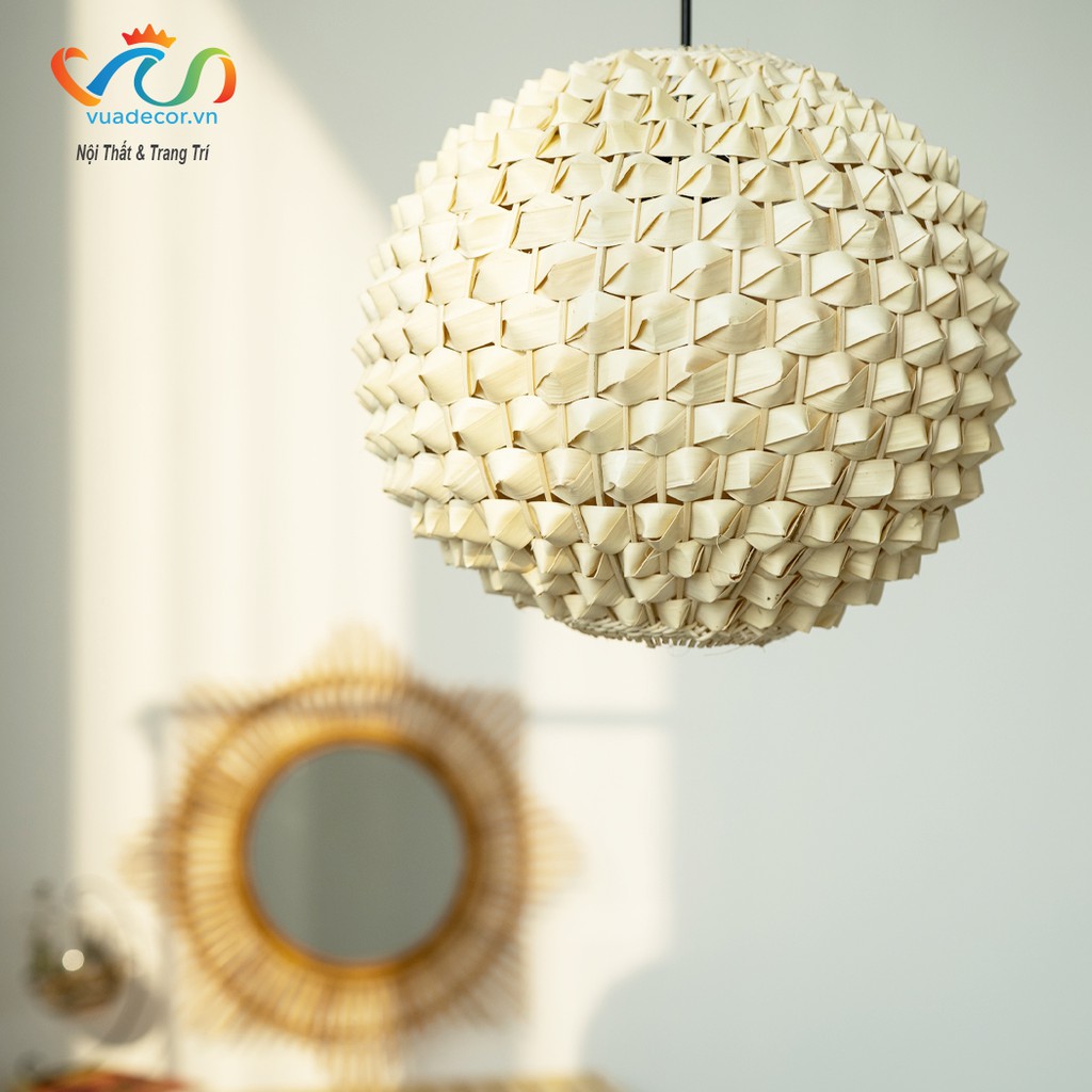 Đèn tre thả trần VUADECOR hình quả sầu riêng trang trí decor nhà cửa, nhà hàng, quán cà phê