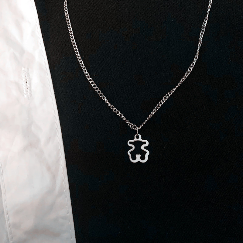 Dây Chuyền Mặt Gấu Dễ Thương 191040Dây Chuyền Thép Titan Kiểu Dáng Đơn Giản Thời Trang Cho Cặp Đôi