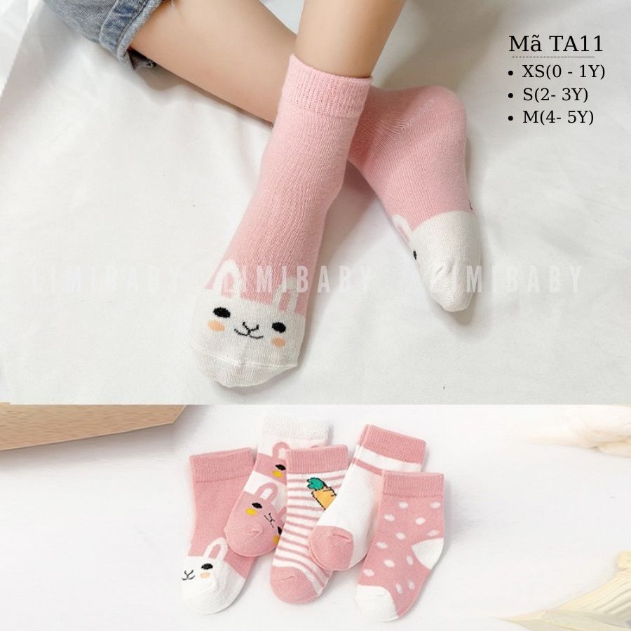 Tất cho bé, tất trẻ em Hàn Quốc 0 - 5 tuổi chất cotton mềm mại giữ ấm mùa đông đi trong nhà đi học đi chơi TA11