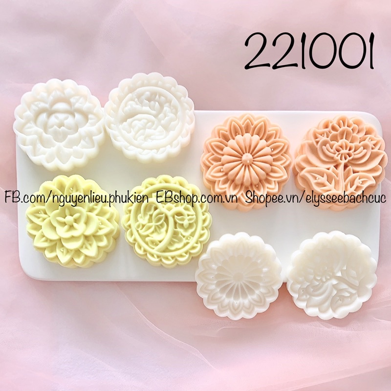 221001 Khuôn bánh Trung Thu 100gr 4 mặt mẫu năm 2024