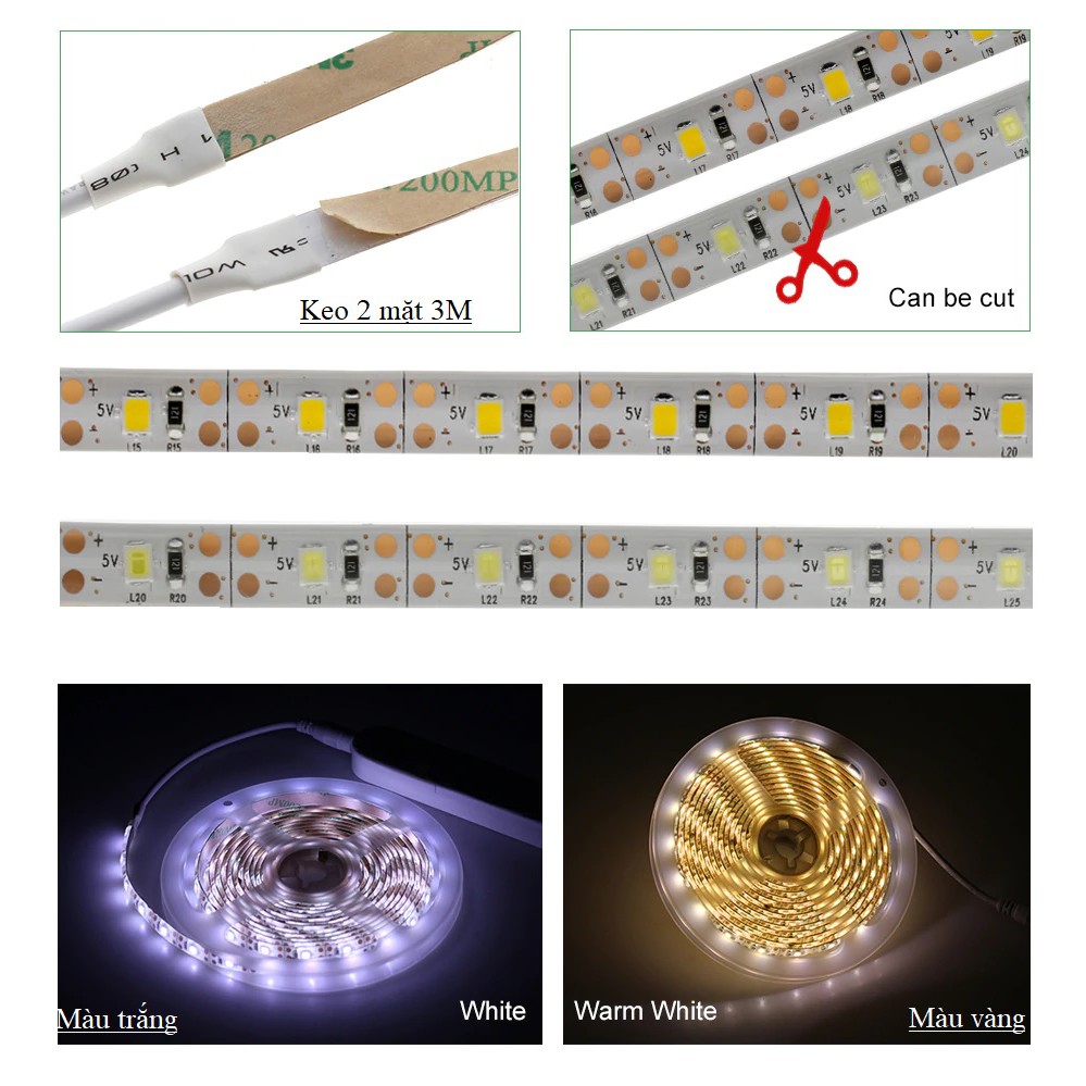 Đèn Led dây cảm ứng tự động sáng khi có người di chuyển ,tiện lợi dễ dàng lắp đặt ở nhiều vị trí trong nhà.