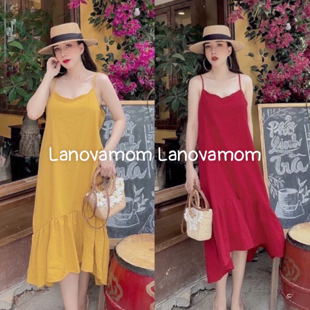 Váy bầu 2 dây ĐŨI LỤA CAO CẤP DÁNG ĐUÔI CÁ cho mẹ bầu mát mẻ mùa hè V276