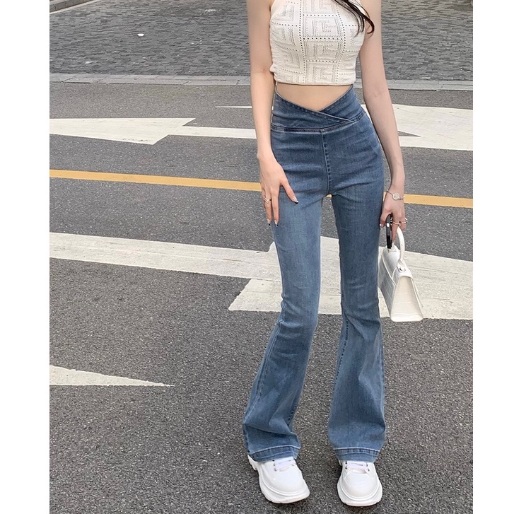 Quần Jean Nữ Ống Loe Lưng Cao Thời Trang