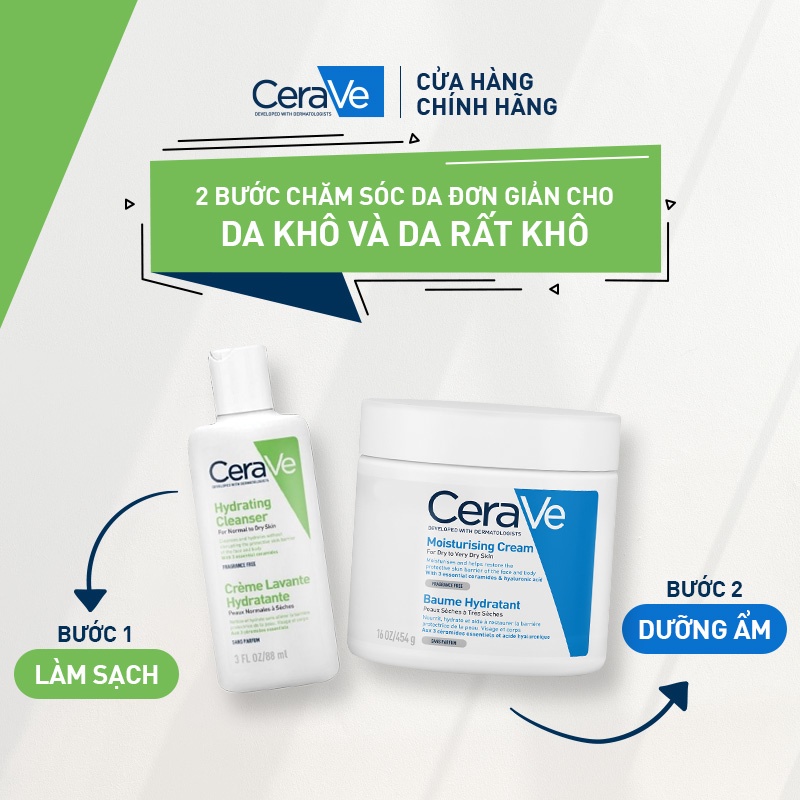 Sữa rửa mặt giúp sạch sâu cho da thường, da khô CeraVe Hydrating Cleanser 88ML