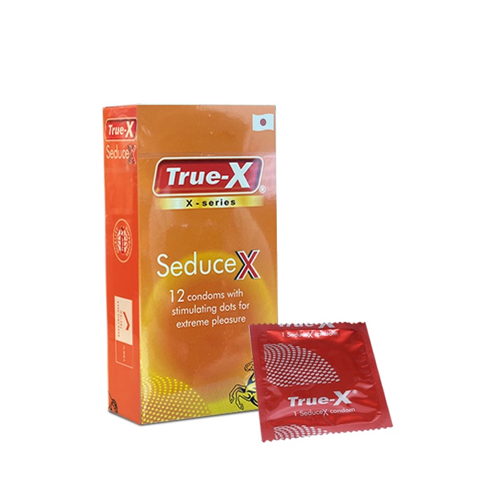 Bao Cao Su TrueX-SeduceX (Hộp 12 Cái) - Bcs Siêu Mỏng Kết Hợp Với Gân Gai Nhẹ Giúp Nàng Thăng Hoa