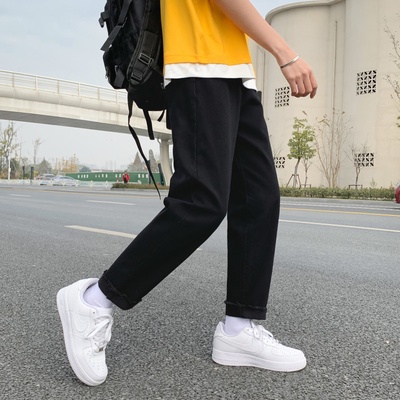 Quần jeans đen ống rộng nam nữ , phong cách Hàn Quốc , vải không co dãn , dáng quần baggy unisex cho học sinh sinh viên | BigBuy360 - bigbuy360.vn