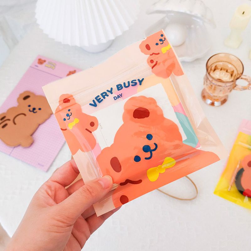 Set 100 Túi Zip Bằng Nhựa Họa Tiết Hoạt Hình Dễ Thương