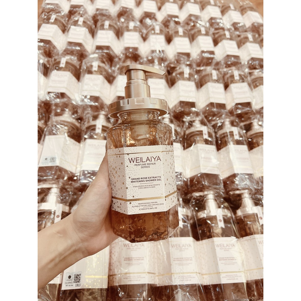 Sữa tắm trắng da Weilaiya cánh hoa hồng Damask 450ml