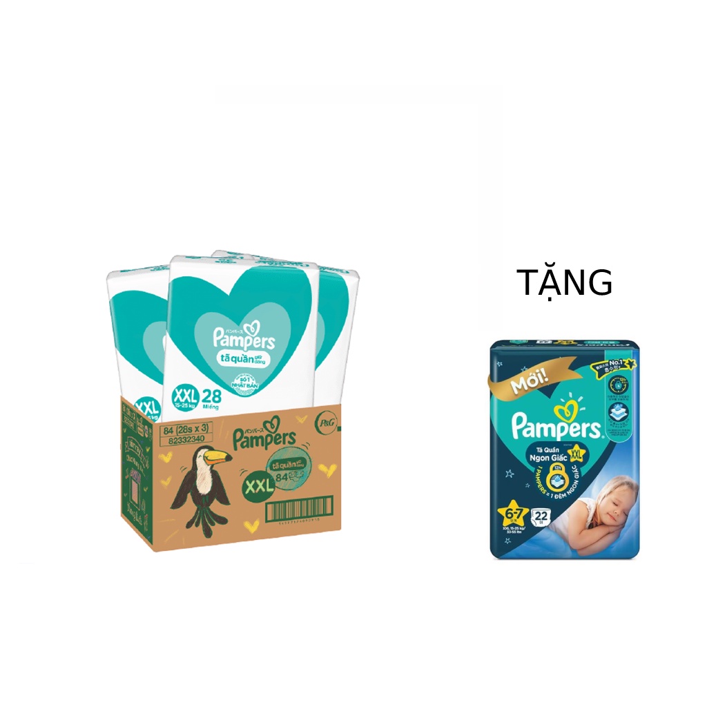 Thùng 3 Gói Tã Quần Pampers Giữ Dáng XXL28x3 cho bé 15-25kg