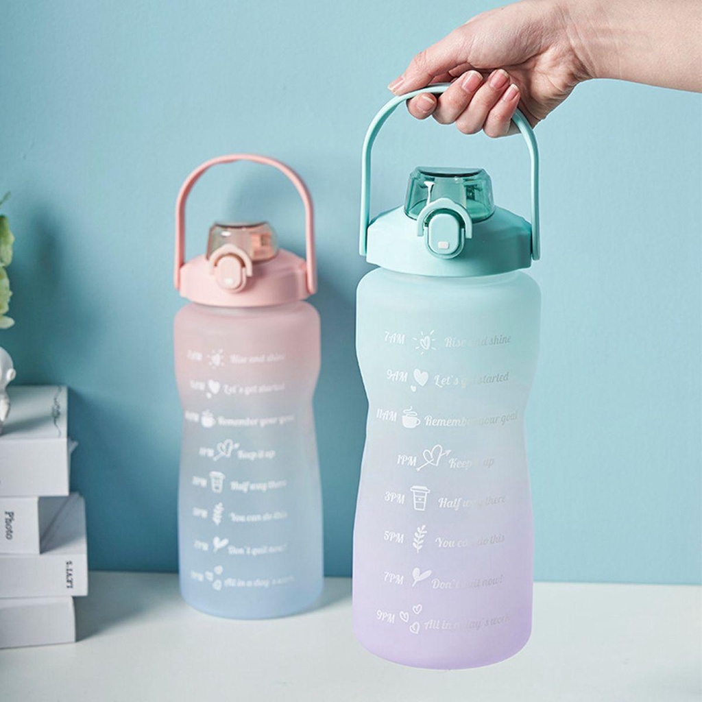 YIYU Bình Nước 2L Màu Sắc Gradient Kèm Ống Hút Chống Rò Rỉ Tiện Dụng