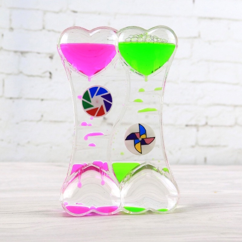 Đồ trang trí , đồng hồ cát lỏng hình 2 trái tim - Đồng hồ thả dầu hình trái tim trang trí , quà lưu niệm ý nghĩa