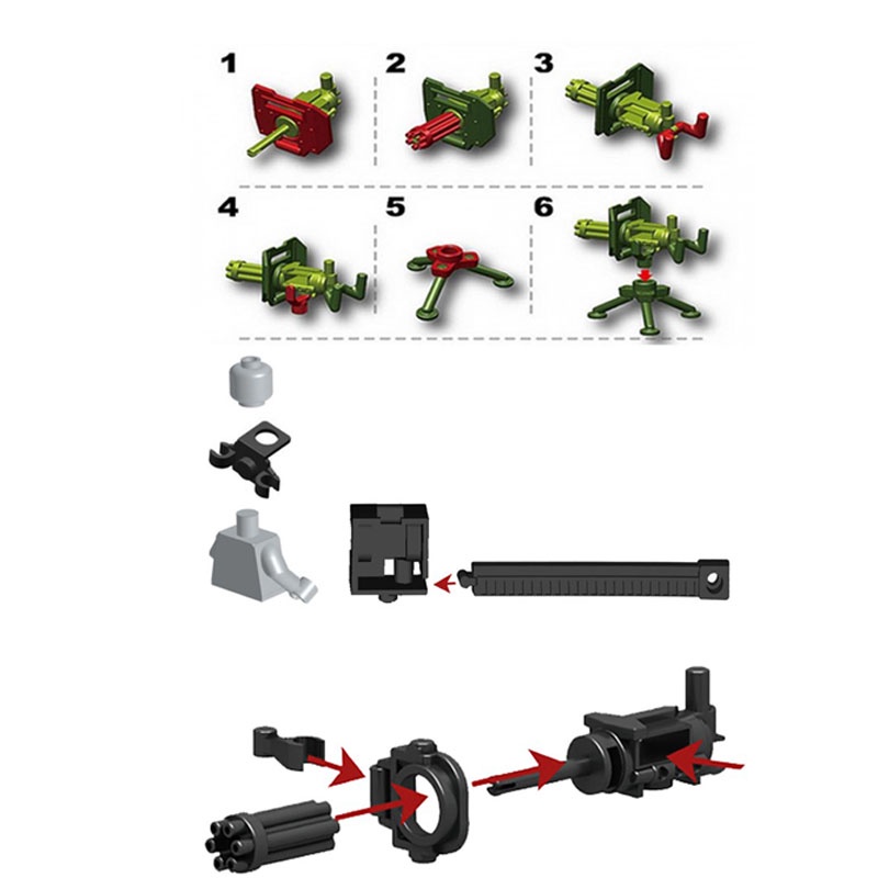 Đồ chơi lắp ráp swat army , mô hình đồ chơi - Vĩ súng Gatling gun 6 nòng ( Không có nhân vật đi kèm)