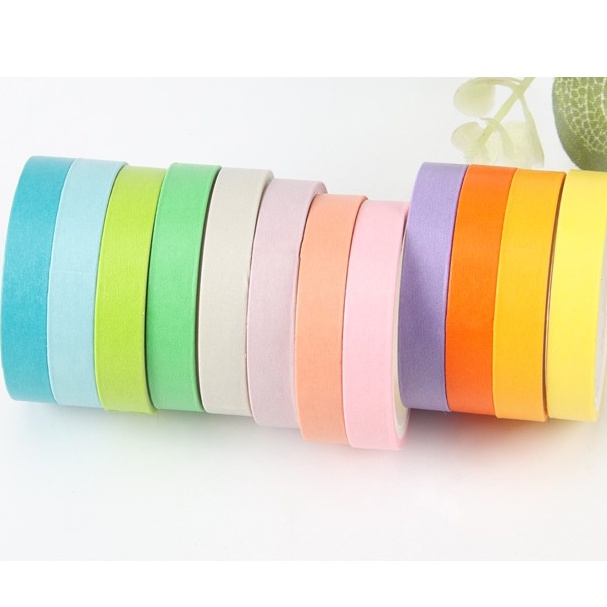 Lẻ cuộn washi tape Basic băng keo màu trơn dán sổ trang trí bullet journal 7-9mmx3m gocnhocuaco VPP0321