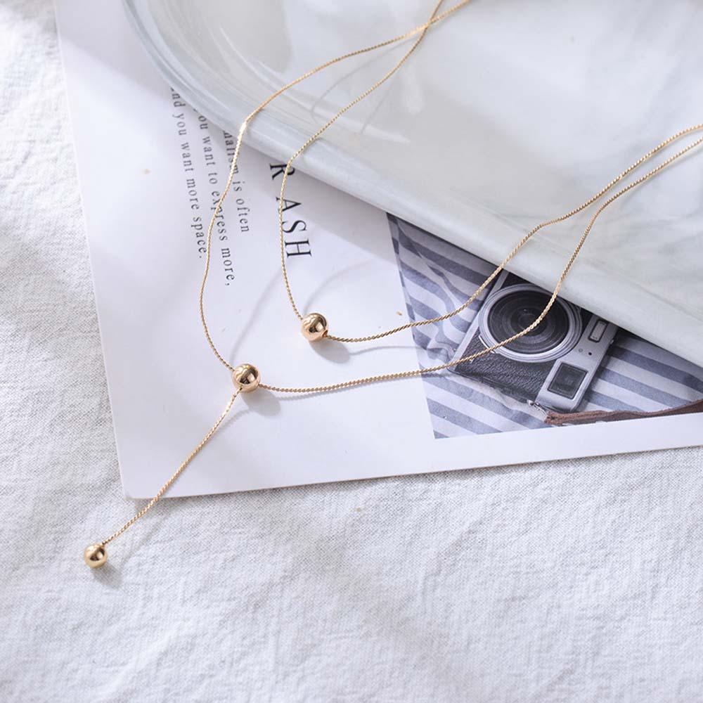 EXPEN Vòng cổ Hai Lớp Đính Hạt Và Tua Rua Phong Cách Kpop