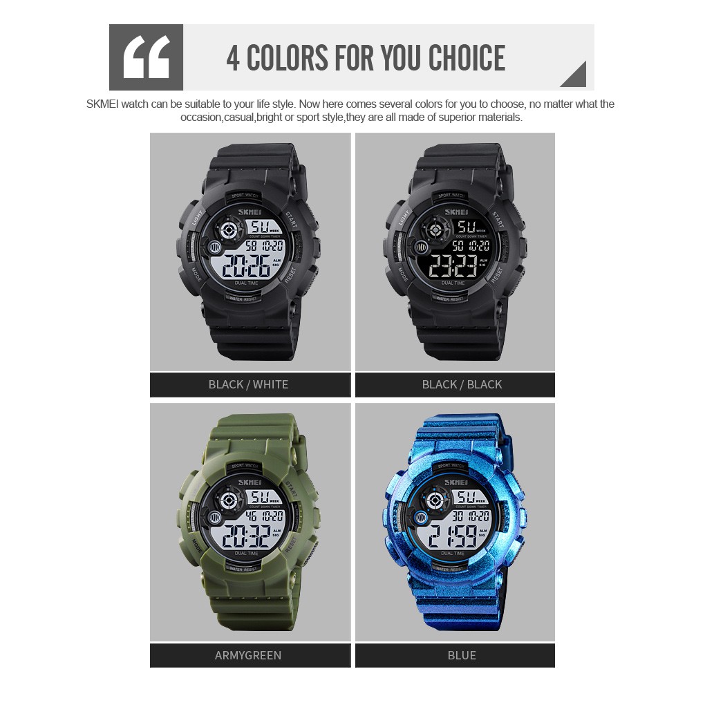 Đồng Hồ SKMEI Chống Sốc/Chống Thấm Nước Kiểu Dáng Thể Thao Hiển Thị Màn Hình Đèn Led Cho Nam | BigBuy360 - bigbuy360.vn