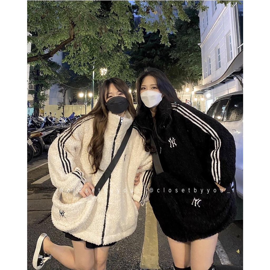 Áo khoác lông cừu NY unisex hàng quảng châu phong cách ullzang