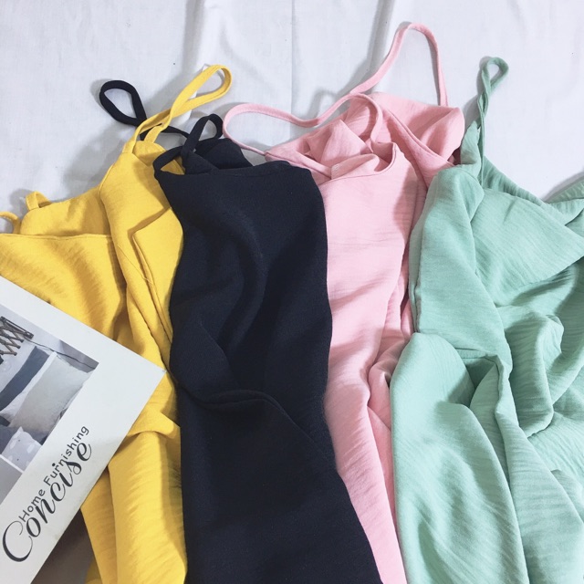 Váy hai dây đũi xước màu pastel siêu xinh hàng bán shop